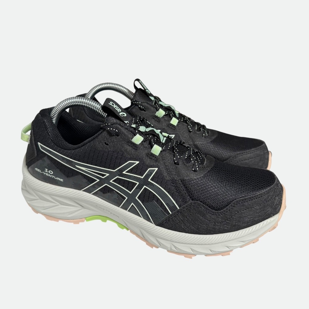 Asics Gel-Venture 10 Sneakers Womens 10 Black Whisper Green Trail Running Shoes